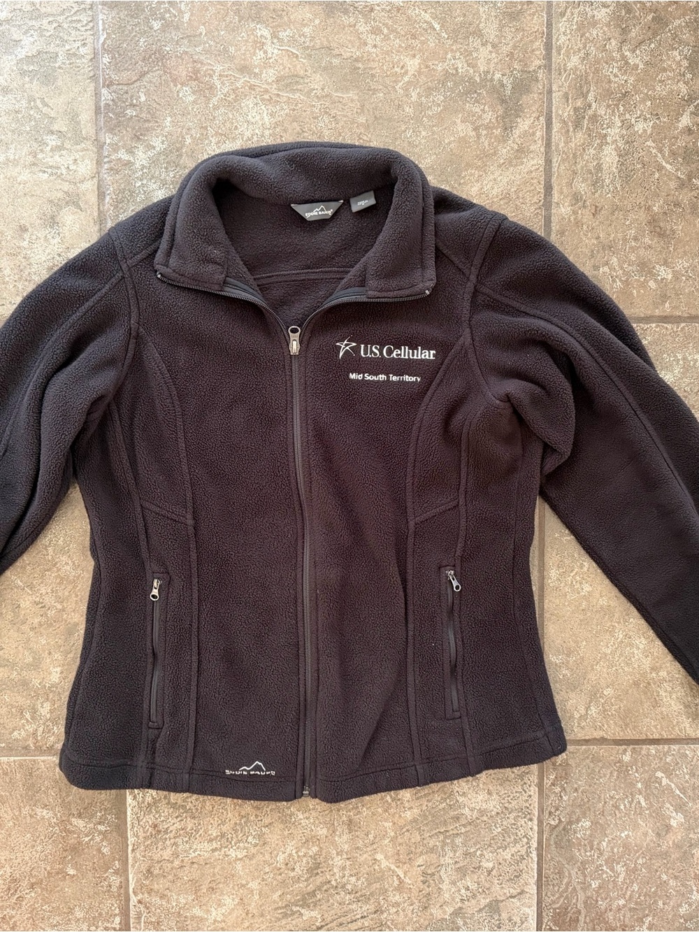 Eddie Bauer Black Full-Zip Fleece Jacket U.S. Cellular Corporate Logo Size M
